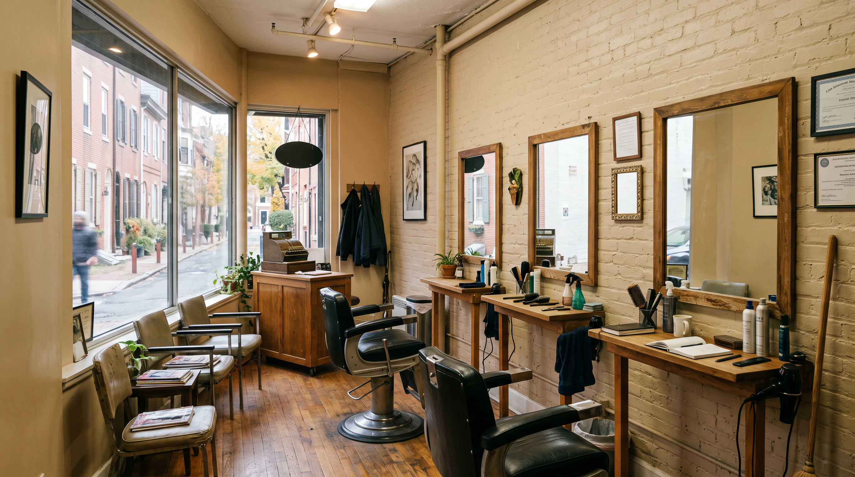 Small neighborhood salon with a few styling chairs